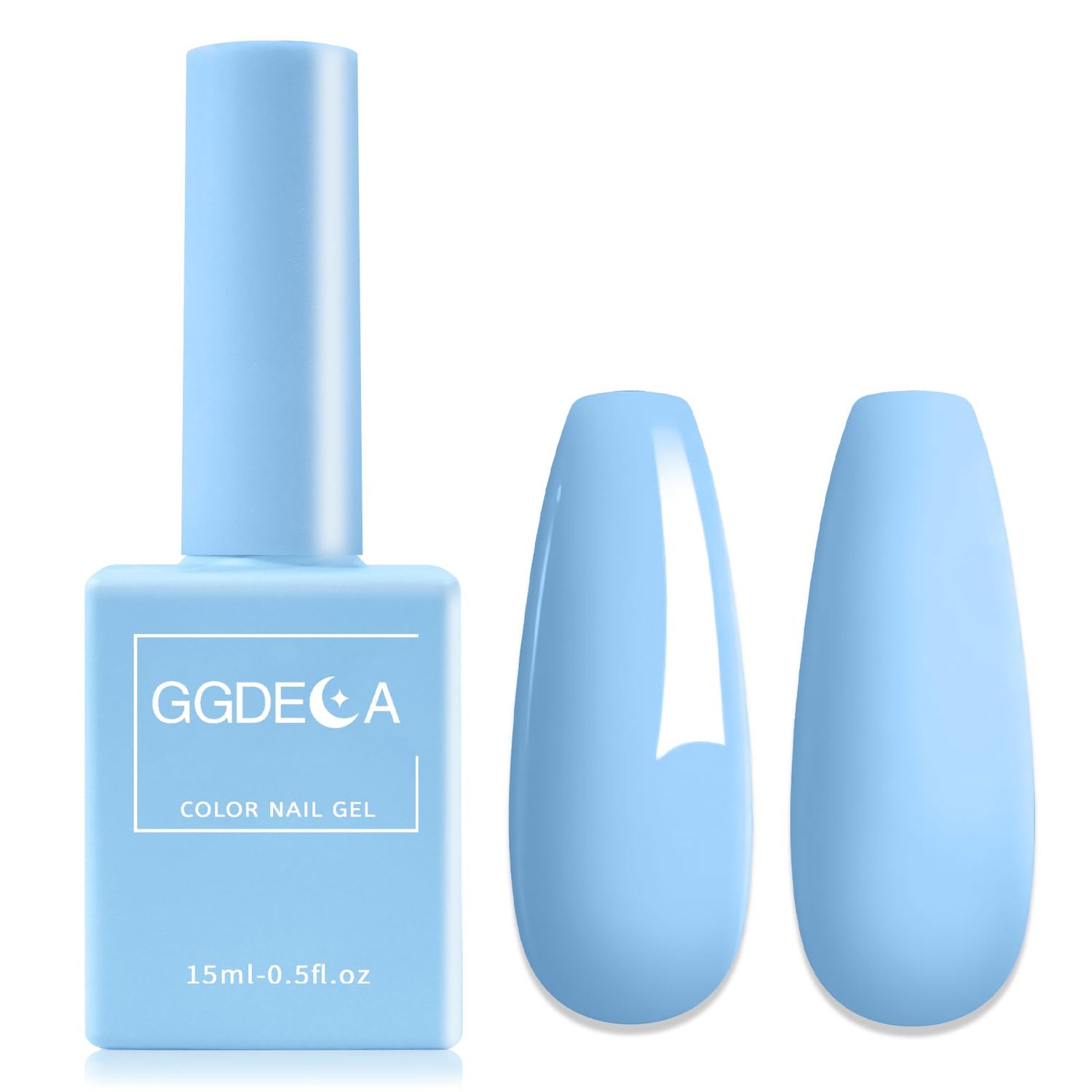 GGDECA 15ml Pastel Blue Gel Nail Polish,1Pcs light blue Gel polish, sky blue Nail Polish Gel, High Gloss U V Soak Off Nail Gel Polish, DIY Sparkle French Manicure Salon