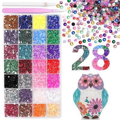 4mm Jelly Rhinestones for Bedazzling Crafting Kit, 28 Colors Bedazzled Gems for Books, Resin Flatback Rhinestones for Bedazzling, Crystal Gems Diamond for Crafting Face Makeup Jewelry DIY Accessories