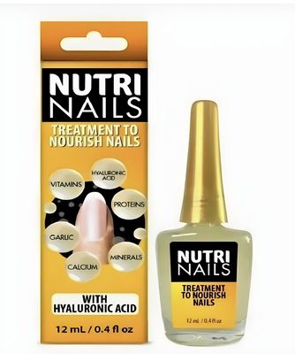 Nutri Nails Treatment with Hyaluronic Acid Nail Hardener, Vitamins &amp; Minerals Nourishing Solution Strengthener for Damage Nails.