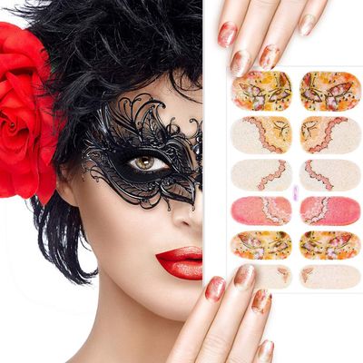 16 Sheets Full Wrap Gradient Nail Polish Stickers Self-Adhesive Nail Design Decal Strips Full Cover Nail Design Stickers with 2 Pieces Nail Files for DIY Women Girls Nail Design Decoration (Natural...