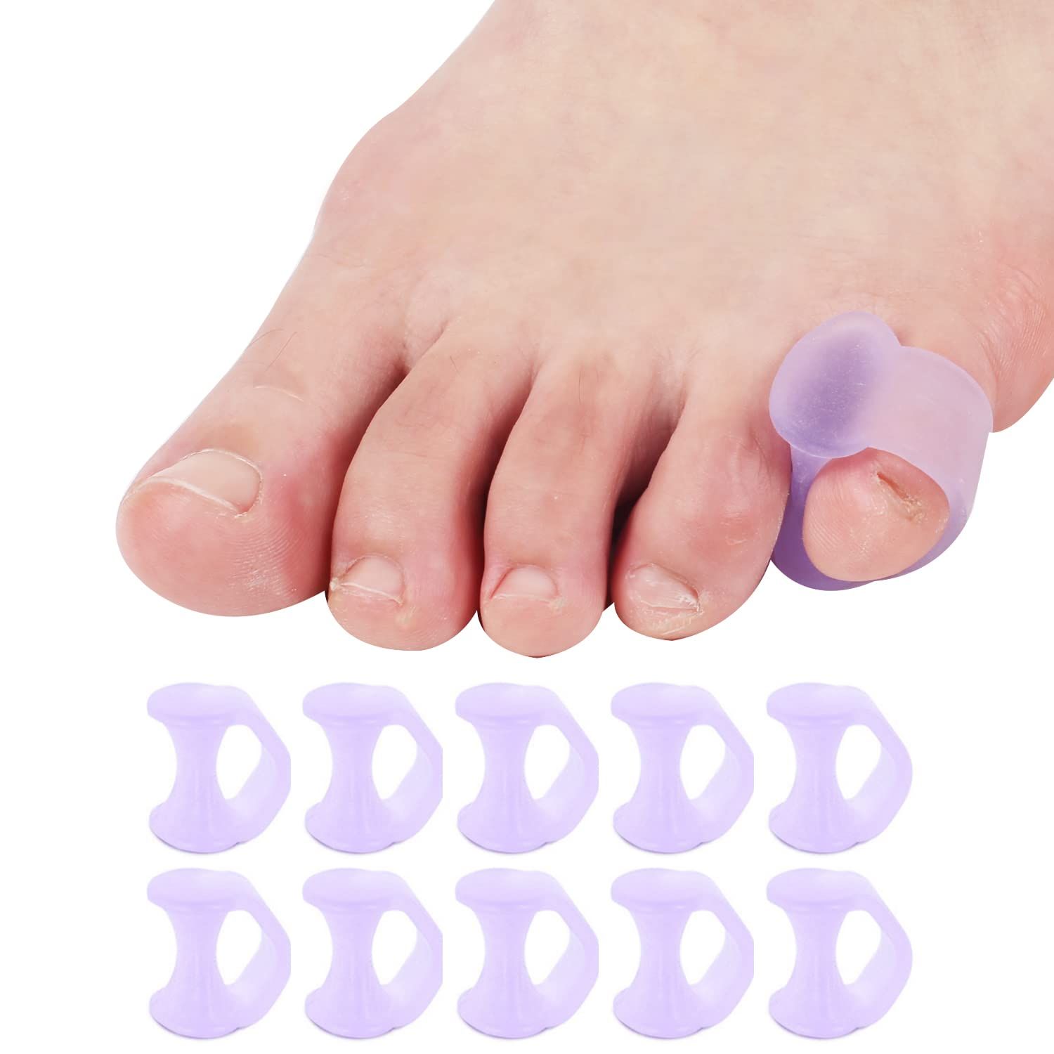 Yimanduo 10 Pcs Pinky Toe Splint, Gel Toe Separators, Little Toe Straightener Hammer Toe for Men Women Walking, Running, Overlapping, Bunion Corrector and Bunion Relief, Small