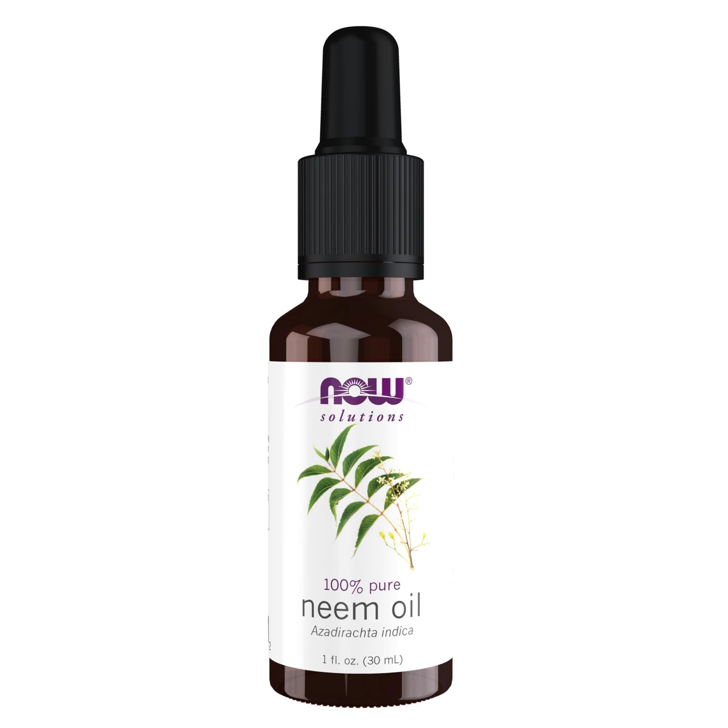 NOW Foods Solutions, Neem Oil, 100 Pure, Made From Azadirachta Indica (Neem) Seed Oil, Natural Relief from Irritation and Other Skin Issues, 1-Ounce, Ingredients: 100 pure neem oil
