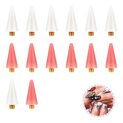 14Pcs Wax Tips for Diamond Art Pens, Nail Rhinestones Picker Tool, Wax Replacement Head Tips for Rhinestone Tool and Nail Dotting Pen (White, Pink)