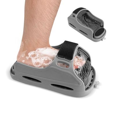 SumKea Foot Scrubber in Shower, Exfoliating Feet Slipper, Silicone Shower Easy Feet Scrubber for Foot Cleaning, Grey