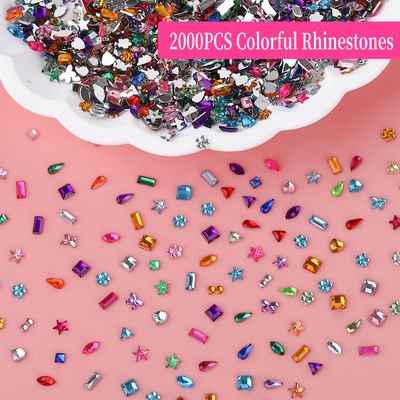 Jremg Colorful Rhinestones Rhinestone Charms Multi Shape Crystal 3D Geometric Nail Crafts - 2000Pcs