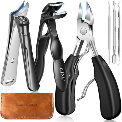 Toenail Clippers for Seniors Ingrown Thick Toenails, 2025 Angled Head Toe Nail Clippers with Catcher, Heavy Duty 45 Slanted Toenail Clippers, 37mm Wide Opening Nail Cutter with Long Handle, 6PCS