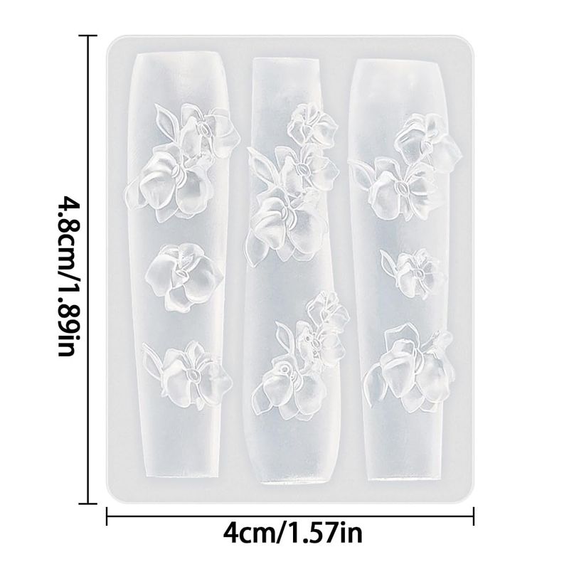 3D Gel Nail Art Flower Molds Silicone Nail Molds DIY Flower Charms for Nails Design Spring Summer Flowers Silicone Mold Floral Nail Stencils Manicure Carved Template Blossom Nail Mold Carving Mould