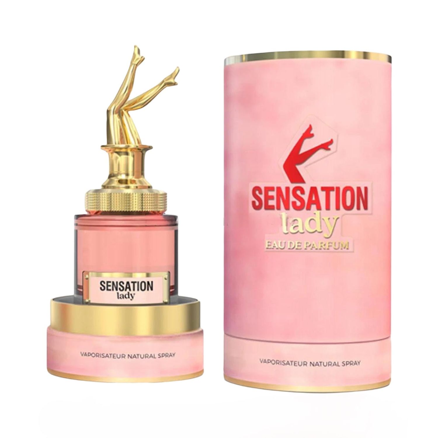 Sensation Lady Eau de Parfum, Natural Spray, Pink and Gold Design 3.4fl oz