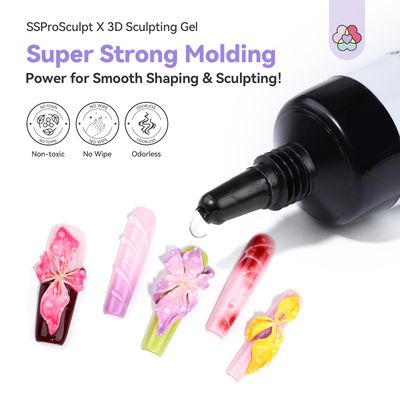 SAVILAND SSPro X 3D Nail Gel Set: 12 Colors Super Strong Molding No Wipe 3D Sculpting Gel for Nail Art Design Carving Painting 3D Nail Art Sculpture Spring Summer Manicure Set for Home Nail Salons DIY