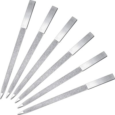 Mudder 6 Pieces Diamond Nail File Stainless Steel Double Side Nail File Metal Buffer Women Men Fingernails Toenails Manicure for Salon and Home, Silver(7 Inch)