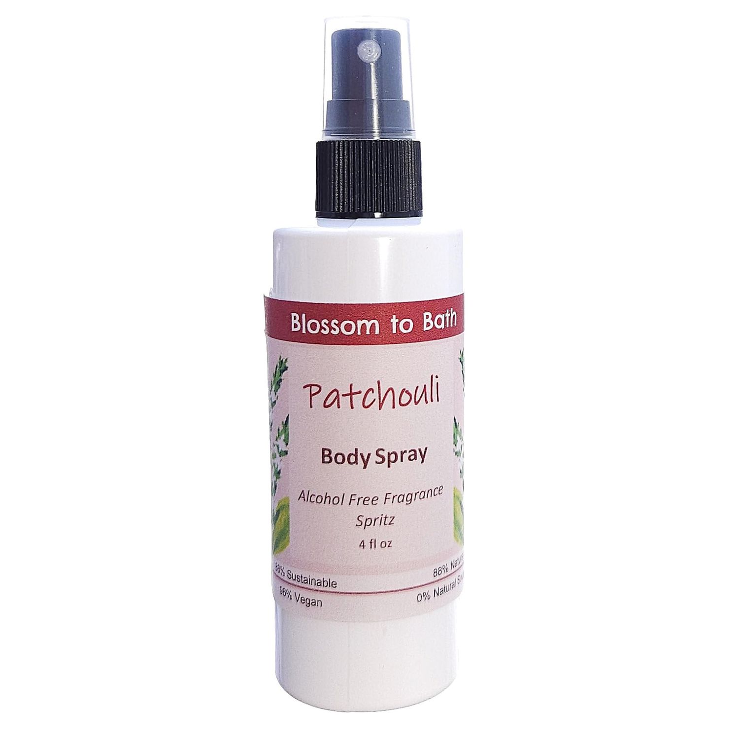Blossom to Bath Patchouli Body Spray (4 Ounce) - Pure Essential Oil Fragrance - Energizes Skin with a Woodsy Exotic Scent