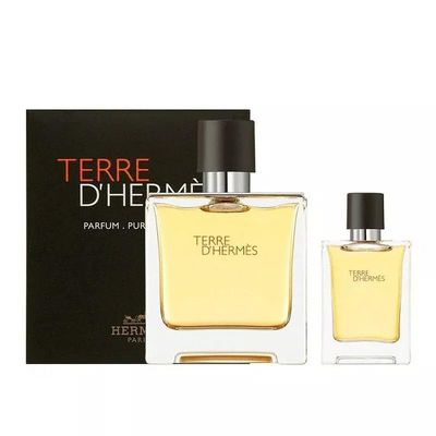 Hermes Terre Dhermes 2-Piece Set for Men, (2.5 Oz Pure Perfume Spray 0.42 Oz Pure Perfume Spray)