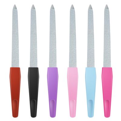 GAQWOK Metal Nail File Set - 6PCS Anti-Slip Handle Sword Shape - Premium Stainless Steel Nail Files for Natural Nails in Multicolored
