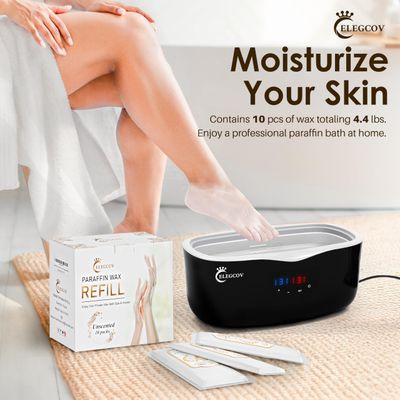 ELEGCOV Paraffin Wax Refills-10 Pack Unscent Paraffin Wax for Hand and Feet, Parrafin Wax Blocks for Wax Machine, Parafin Wax Bath, Relieves Muscle Fatigue, Deeply Hydrates, Moisturizes and Nourishes