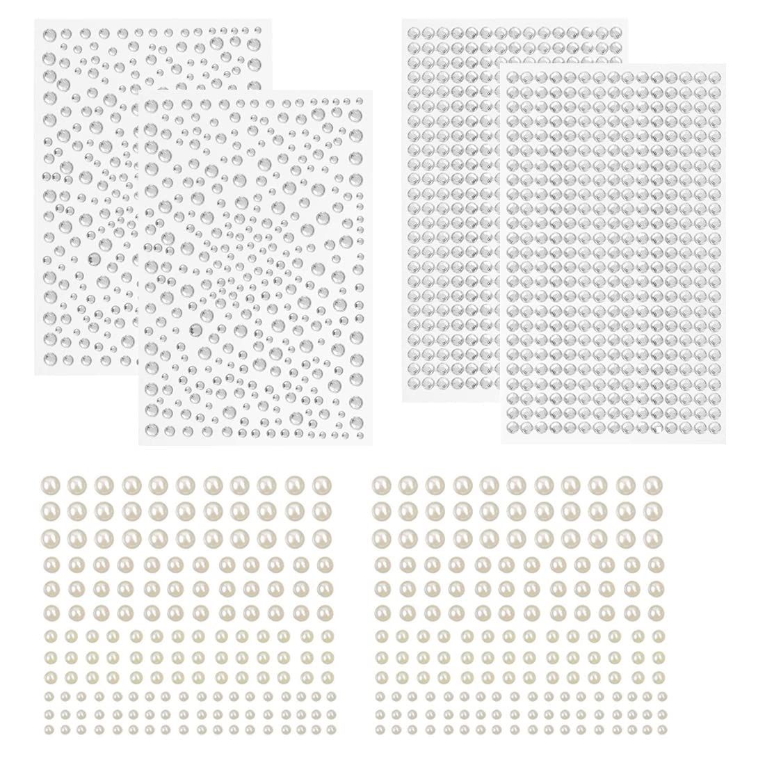 TuNan 1730pcs Clear Rhinestones &amp; Pearl Stickers Self Adhesive, Crystal Stickers Diamond Stickers Bling for Face Beauty Makeup Nail Art Cell Phone DIY Crafts