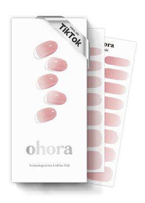 ohora Semi Cured Gel Nail Strips (N Milk Rose) - Pink, Ombre, Works with Any UV/LED Lamps, Salon-Quality, Long Lasting, Easy to Apply &amp; Remove - Includes 2 Prep Pads, Nail File &amp; Wooden Stick
