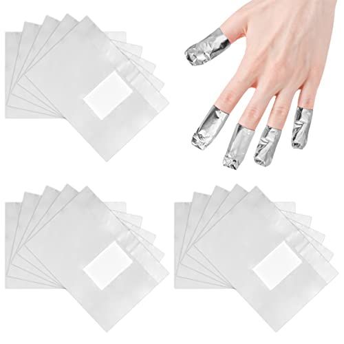 OKYMOTOR Nail Polish Remover Wraps,500Pcs Gel Nail Foil Wraps Aluminium Soak Off Foils,Gel Nail Polish Wrap Removal Tool,Finger Nail Polish Remover with Lint-Free Lager Cotton Pad