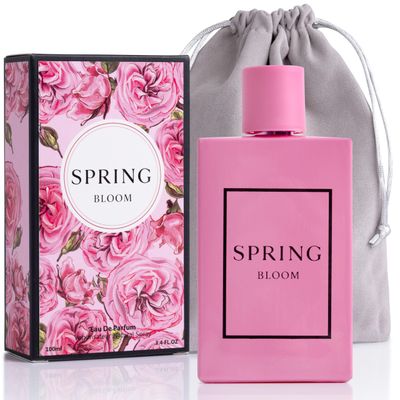 NovoGlow Spring Bloom for Women - Fresh &amp; Slightly Grassy Jasmine Notes - Light, Simple &amp; has Natural Sweetness - Ideal for Who Wants to Smell Like Flowers - Elegant 3.4fl Oz Bottle with Grey Suede