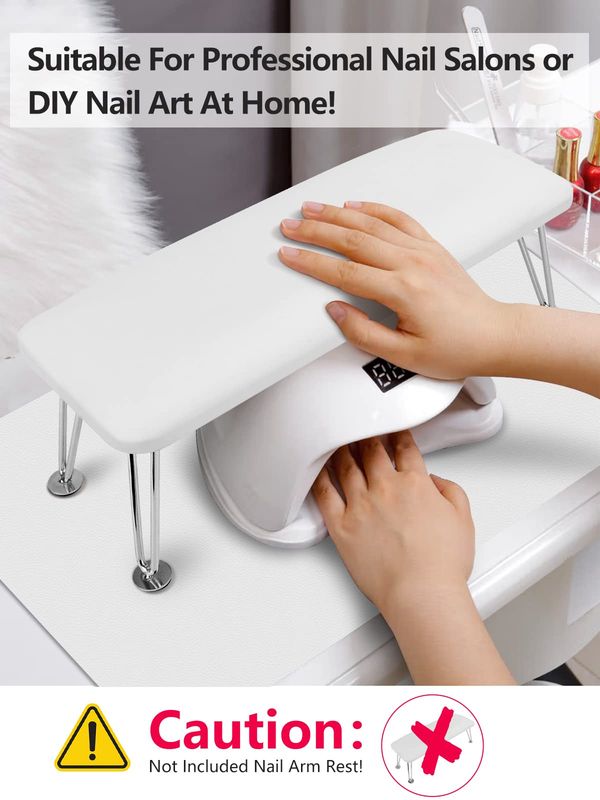 (MAT ONLY) Nail Art Table Mat, Nail Arm Rest Pad for Acrylic Nails, Soft Microfiber PU Leather Nail Mat for Table, Foldable Nail Hand Rest Pillow Manicure Pad, Acrylic Nail Desk Mat for Nail Cushion