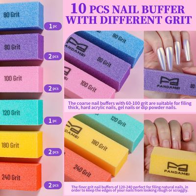 FANDAMEI Nail Buffer Block, 10 PCS Buffers for Nails with Different Grit, Nail Block Buffer, Nail Buffing Block, Buffer Nail File, Cuticle Trimmer, Nail Care Kit, Nail Tools, Manicure Tools, Nail Kit