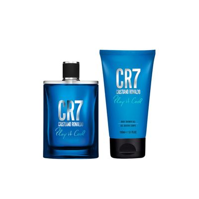CRISTIANO RONALDO CR7 Play It Cool, 2 pc - Fresh Aromatic Body Wash for Men - Fougere Fragrance - Perfumed Shower Gel and EDT Gift Set for Men