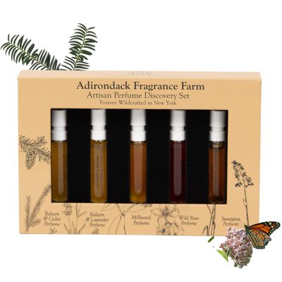 ADK Artisan Perfume Spray Discovery Set, Included Balsam &amp; Cedar, Balsam &amp; Lavender, Milkweed, Wild Rose, Sweetgrass - Natural Hypoallergenic &amp; Clean Perfume for Women &amp; Men