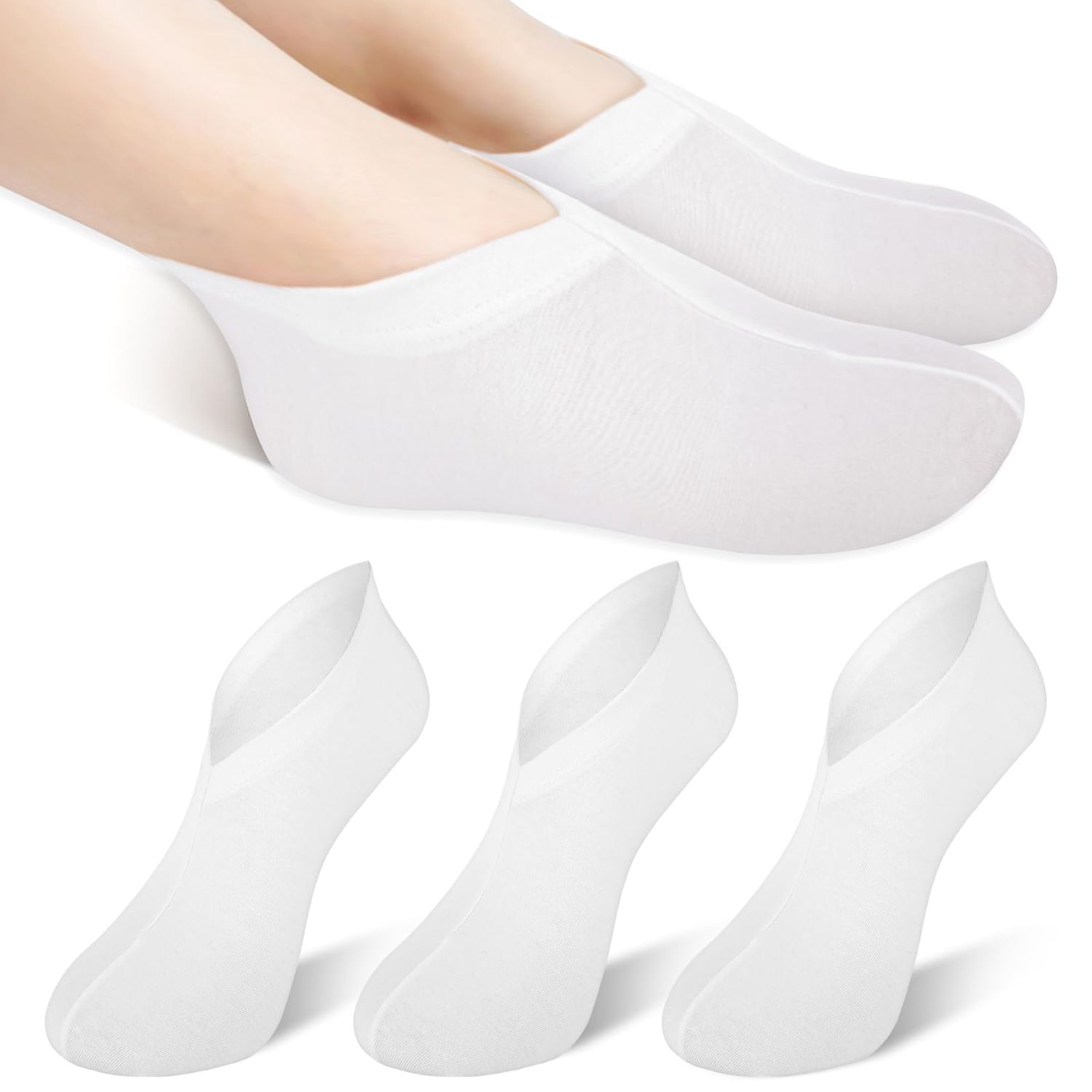 3 Pairs Moisturizing Socks for Dry Feet, Cracked Heel Repair - Overnight Lotion Cotton Socks, Gel Spa Moisture Enhancing for Women and Men, White