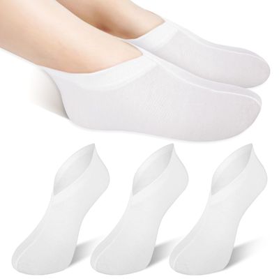 3 Pairs Moisturizing Socks for Dry Feet, Cracked Heel Repair - Overnight Lotion Cotton Socks, Gel Spa Moisture Enhancing for Women and Men, White