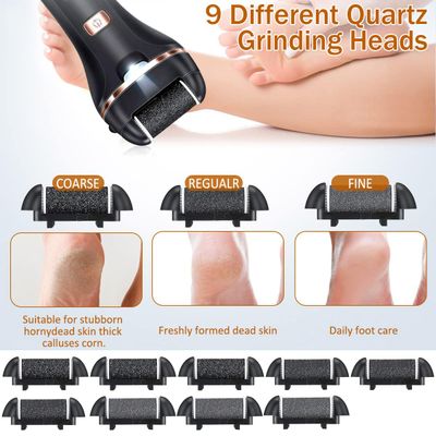 Electric Callus Remover for Feet,Rechargeable Foot File Hard Skin Remover,Waterproof 14 in1 Professional Pedicure Kit for Cracked Heels &Dead Skin,with 9 Roller Heads 2 Speed
