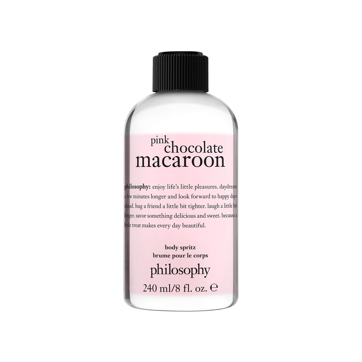philosophy pink chocolate macroon body spray - sweet scent - luxury body spritz for women - long lasting fragrance - 8 fl oz