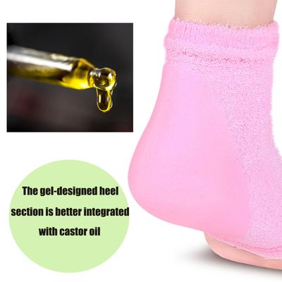 Castor Oil Pack Wrap for Foot, Castor Oil Moisturizing Heel Socks, for Plantar Fasciitis, Cracked Heels - Suitable for Overnight Moisturizing of Feet (Without Essential Oils) (Blue)