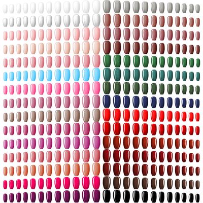 720 Pieces Fake Nails Short False Nails Medium Square Artificial Fake Nails Full Cover Fingernails Coffin Press on Nail Glossy False Nail Tip for Women Girls Kids DIY Nail (Classic Colors)