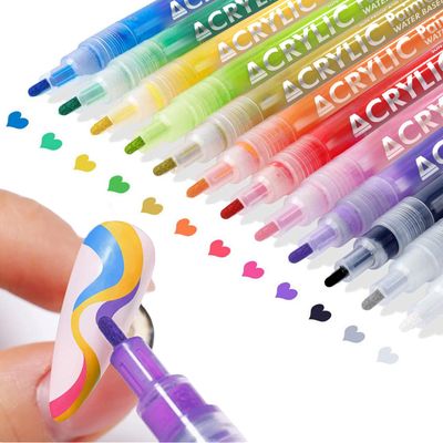 IONSGAKO 12 Colors Nail Art Pens Set Nail Polish Pens Nail Art Drawing Pen Quick Dry Waterproof Nail Art Painting Pens kit for Home DIY Nail Art Design