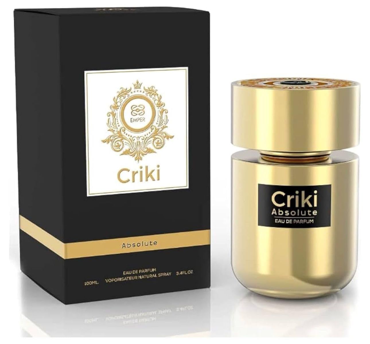 Criki Absolute Eau De Parfum, Natural Spray, 100ml, 3.4 FL OZ, Gold and Black