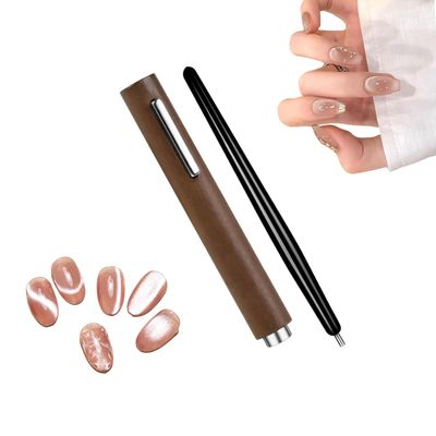 2 in 1 Wooden Handle Cat Eye Magnet for Nails, 3D Cat Eye Gel Nail Polish Magnet with Magnetic Pen, Multifunctional Nail Magnets for Nail Art, Magnetic Gel Nail Polish for DIY Salon, Studio or Home