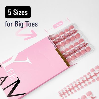 YeeLam Toe Nail Press Ons - 240 Pcs Short French Tip Press on Toenails, Berry Pink Square Shape Matte Soft Gel Toe Nail Tips for Women