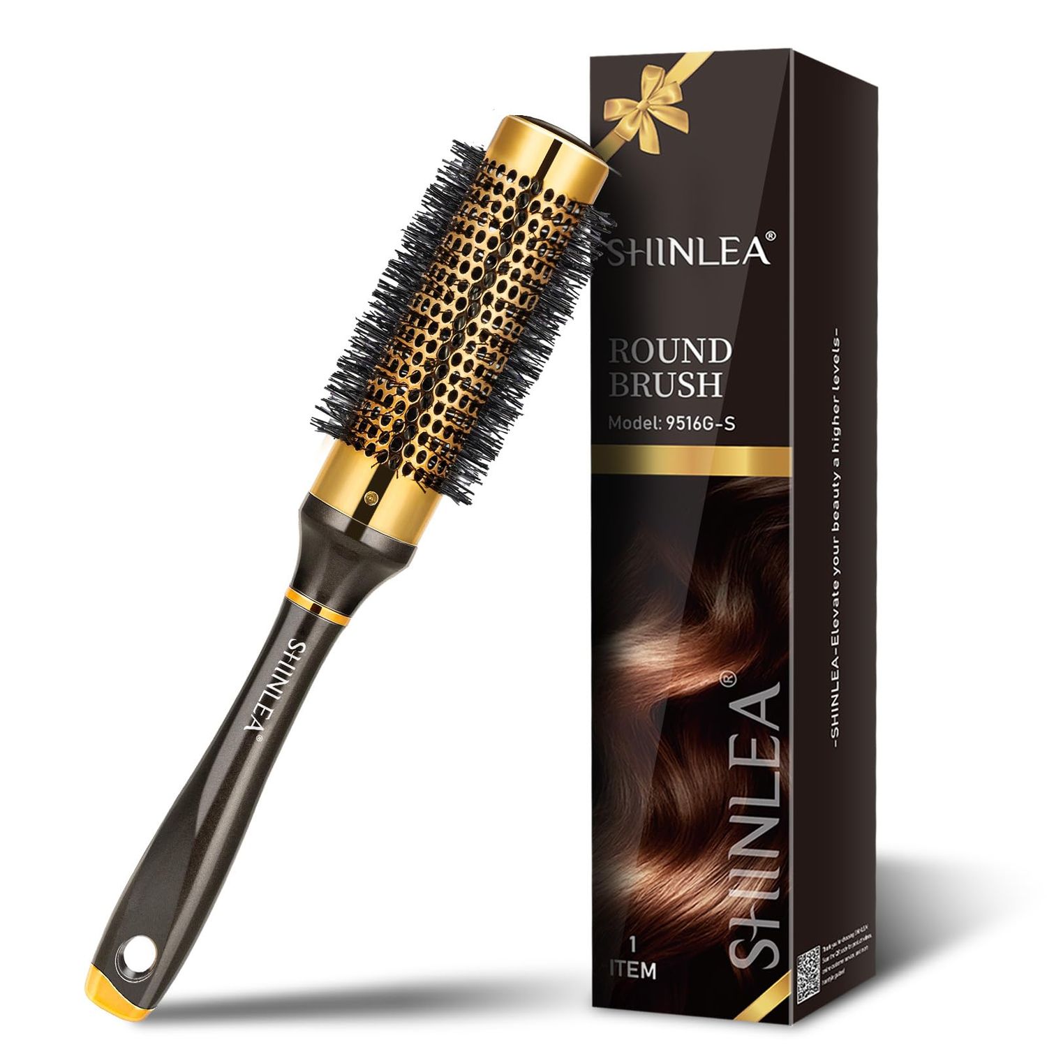 Small Round Hair Brush for Short Hair, Aluminum Roller Brush for Blow Drying Bangs, Salon Hairbrushes for Women Curly and Straight Hair - 1.3 Inch Barrel, 1.9 Inch with Bristles