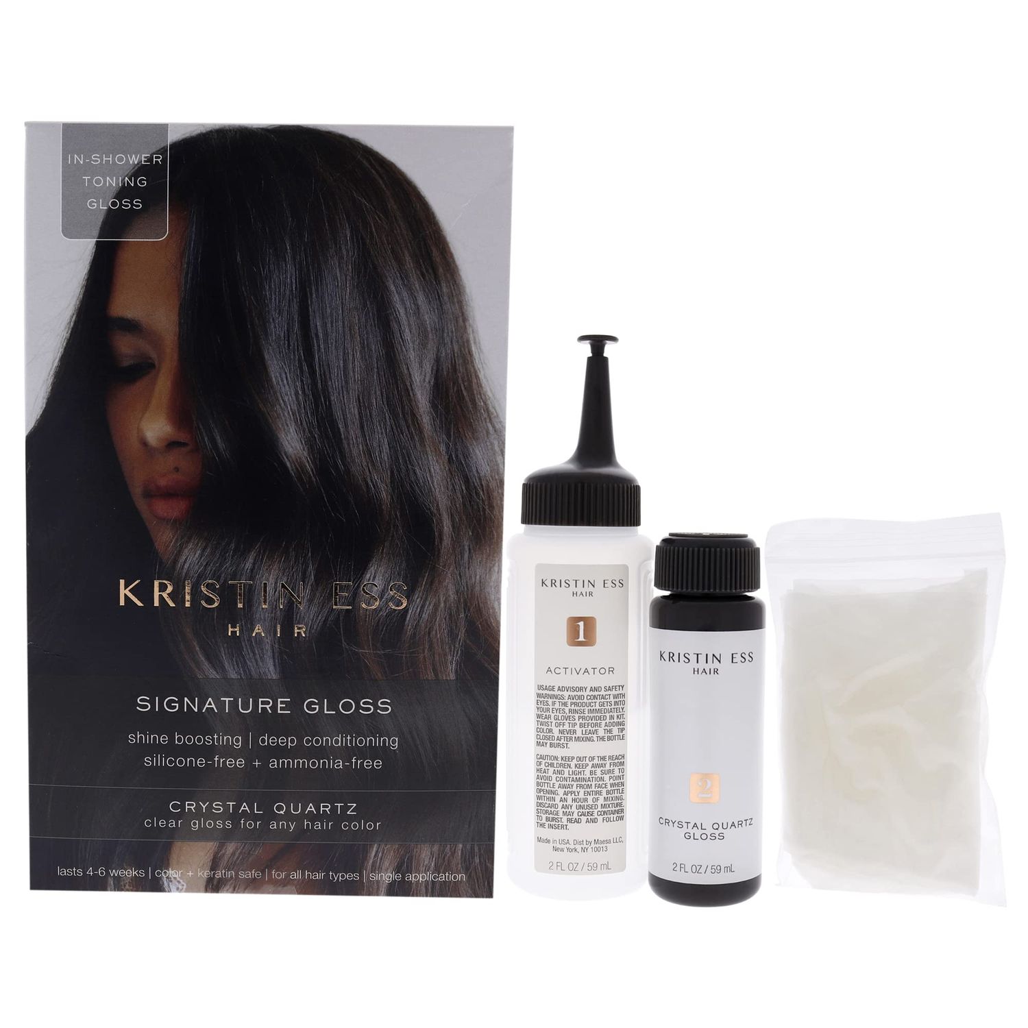 Kristin Ess Hair Crystal Quartz Clear Hair Gloss for All Hair Types Colors - Anti Brass Treatment for Women - Shine Boosting Deep Conditioning Treatment - Vegan - Phthalates Paraben Free