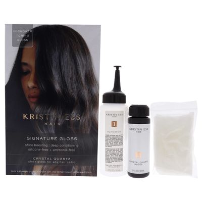 Kristin Ess Hair Crystal Quartz Clear Hair Gloss for All Hair Types Colors - Anti Brass Treatment for Women - Shine Boosting Deep Conditioning Treatment - Vegan - Phthalates Paraben Free