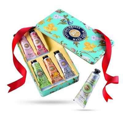 Yoken 20 Shea Butter Hand Cream Gift Set, Instant Moisturizing Hand Cream for Women Dry Hands with Delicate Tin, Floral-Scented Hand Lotion 6 x 1 OZ