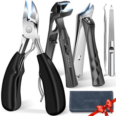 Toenail Clippers for Thick Toenails for Seniors, Angled Head Large Toe Nail Clippers Set for Men, Heavy Duty Ingrown Toenail Clippers with Wide Jaw, Ultra Sharp Slanted Nail Cutter with Long Handle