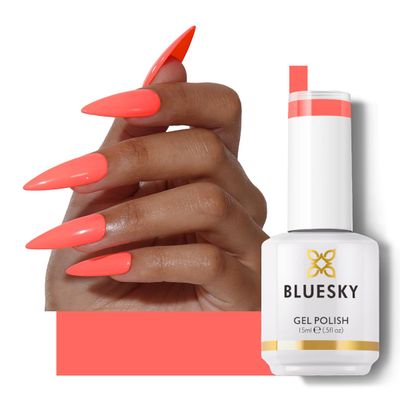 BLUESKY Gel Polish- Bright Coral Pink Soak Off Gel Polish,Vegan,Long Lasting&amp;Chip Resistant,Nail Art,DIY at home, Nail Lamp Needed,15ml,A074P/PINK NEON CORAL