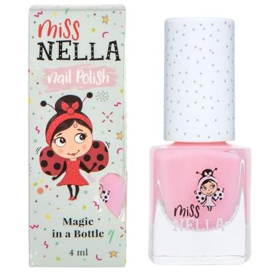 MISS NELLA Cheeky Bunny Special Pink - Safe Pink Glittery Nail Polish for Kids, Non-Toxic &amp; Odor Free Formula for Children and Toddlers, Natural Water Based for Easy Peel Off