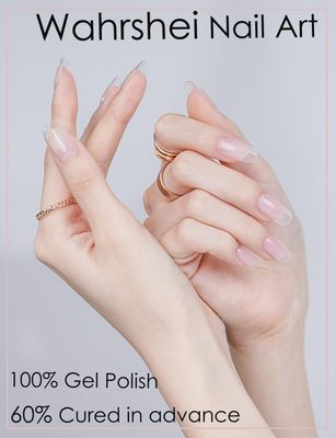 Semi Cured Gel Nail Strips, 20pcs Gel Nail Stickers UV, Gel Nail Wraps for Home Nails DIY (Clear)