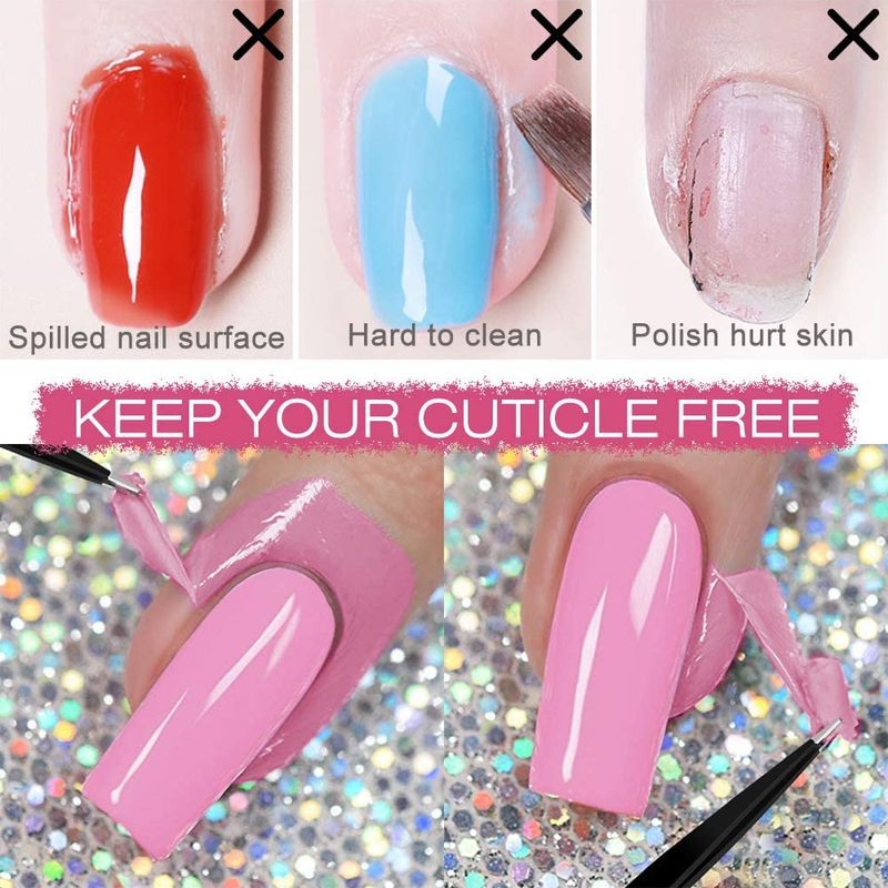 Liquid Latex for Nails, DRMODE Nail Latex Tape Peel Off Fast Drying Nail Polish Barrier, Nail Cuticle Guard Protector for Fingers Nail Stamping with Tweezers for Nail Art