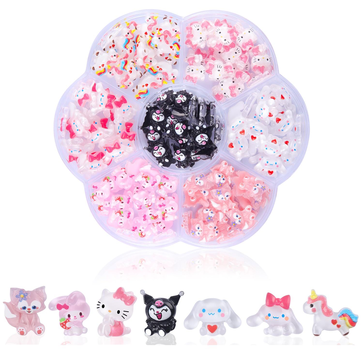 140 Pcs Nail Charms,7 Styles 3D Slime Charms Nail Decorations Flatback Resin Charm for DIY Nail Art Decorations Supplies,Hair Clips,Jewelry Making and Phone Cases Etc