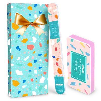 SALVMARY Nail File and Buffer Set - Gifts for Women - Ultimate Shine Nail Buffing Block Shiner Polisher with Professional 100/180 Grit Nail Files Emery Boards Manicure Tools for Natural Acrylic Nails
