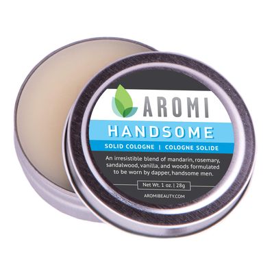 Aromi Solid Cologne | Sweet, Vanilla, Musk Fragrance, Vegan and Cruelty-free Scent, Portable, Travel, Small Gift, Mens Stocking Stuffer, Alcohol-free (Handsome)