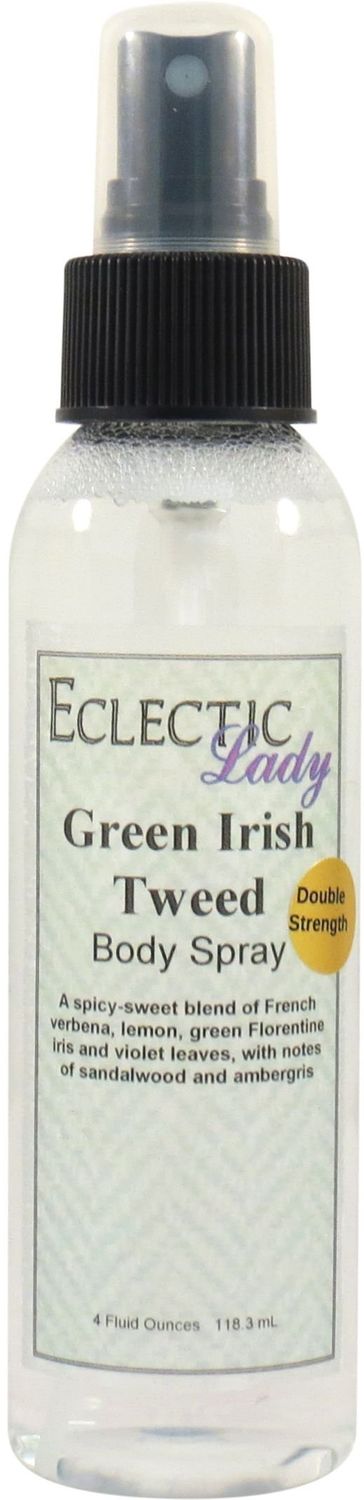 Eclectic Lady Green Irish Tweed Body Spray, Double Strength, 4 ounces, Body Mist for Women with Clean, Light &amp; Gentle Fragrance, Cologne with Soft, Subtle Aroma For Daily Use