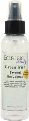 Eclectic Lady Green Irish Tweed Body Spray, Double Strength, 4 ounces, Body Mist for Women with Clean, Light &amp; Gentle Fragrance, Cologne with Soft, Subtle Aroma For Daily Use